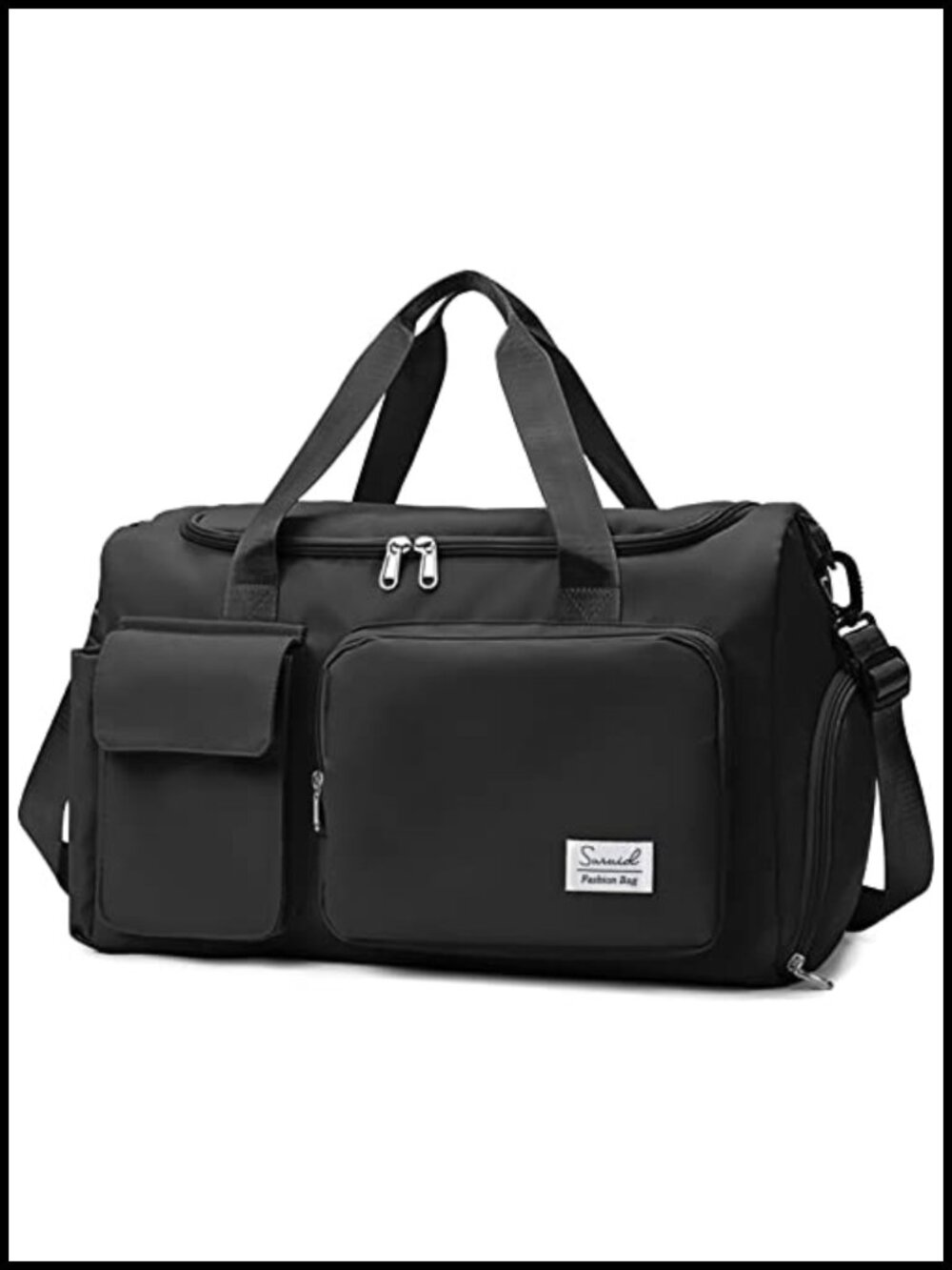 Waterproof Nylon Gym Duffle Bag with Shoe Compartment, Weekender Travel Bag